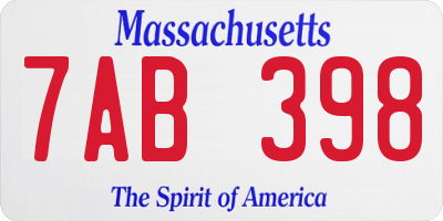 MA license plate 7AB398
