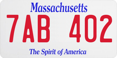 MA license plate 7AB402