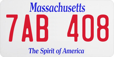 MA license plate 7AB408