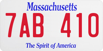 MA license plate 7AB410