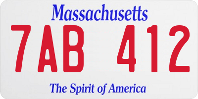 MA license plate 7AB412