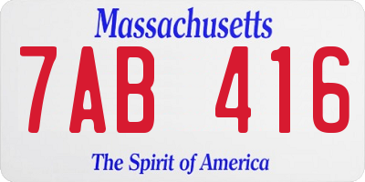 MA license plate 7AB416