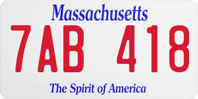 MA license plate 7AB418