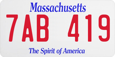 MA license plate 7AB419