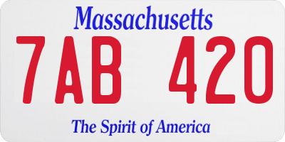 MA license plate 7AB420