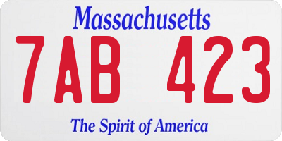 MA license plate 7AB423