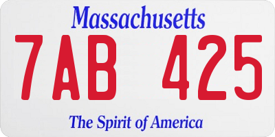 MA license plate 7AB425