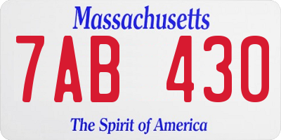 MA license plate 7AB430