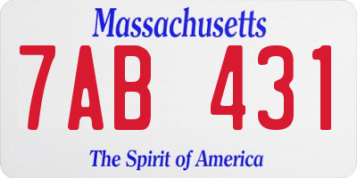 MA license plate 7AB431