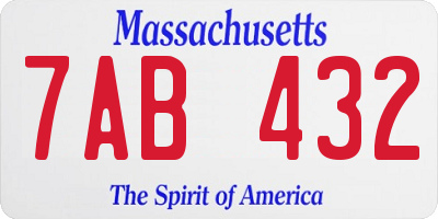 MA license plate 7AB432