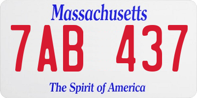 MA license plate 7AB437