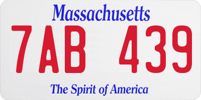 MA license plate 7AB439