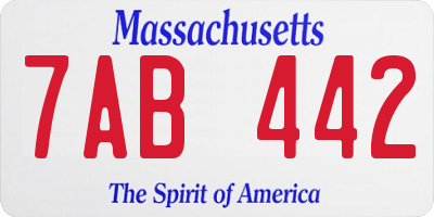 MA license plate 7AB442