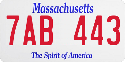 MA license plate 7AB443