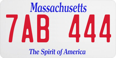 MA license plate 7AB444