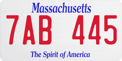 MA license plate 7AB445