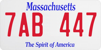 MA license plate 7AB447