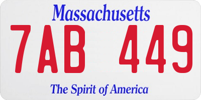 MA license plate 7AB449