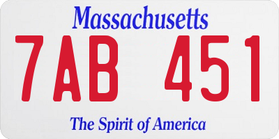 MA license plate 7AB451