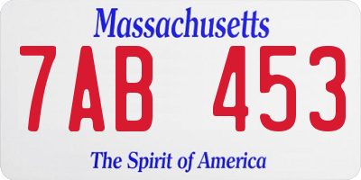 MA license plate 7AB453