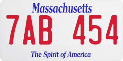 MA license plate 7AB454