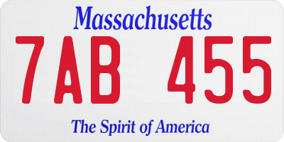 MA license plate 7AB455