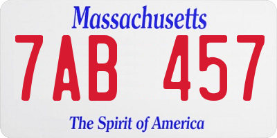 MA license plate 7AB457