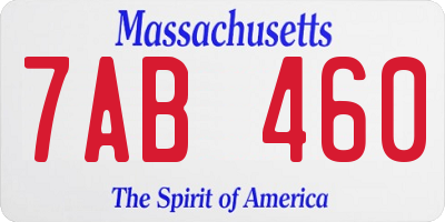 MA license plate 7AB460