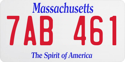 MA license plate 7AB461