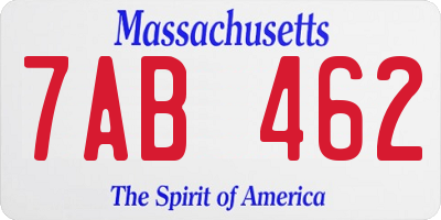 MA license plate 7AB462