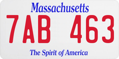 MA license plate 7AB463