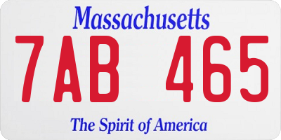 MA license plate 7AB465