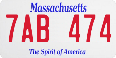 MA license plate 7AB474