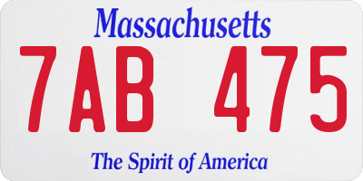 MA license plate 7AB475