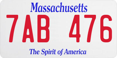 MA license plate 7AB476