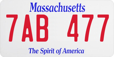 MA license plate 7AB477