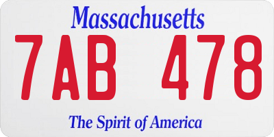 MA license plate 7AB478