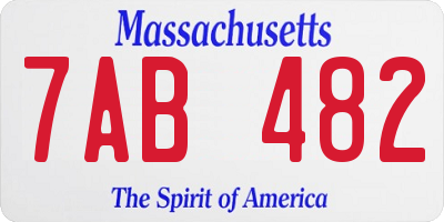 MA license plate 7AB482