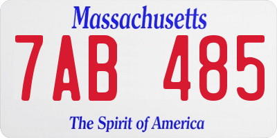 MA license plate 7AB485