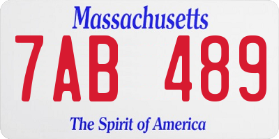 MA license plate 7AB489