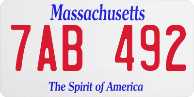 MA license plate 7AB492