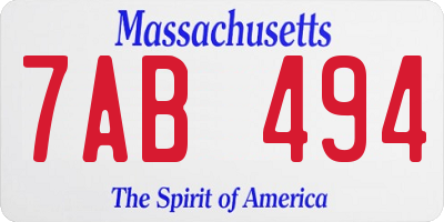 MA license plate 7AB494