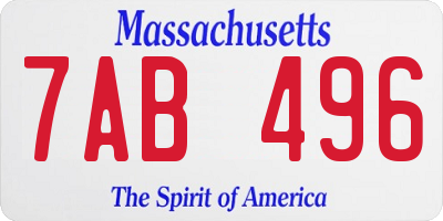 MA license plate 7AB496
