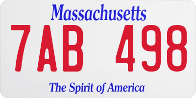 MA license plate 7AB498