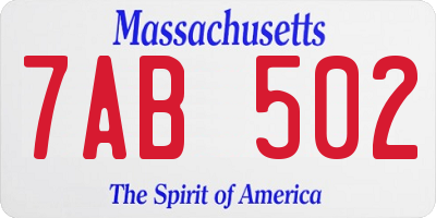 MA license plate 7AB502