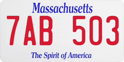 MA license plate 7AB503