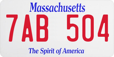 MA license plate 7AB504