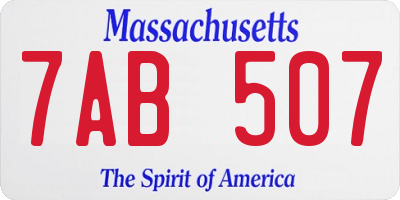 MA license plate 7AB507