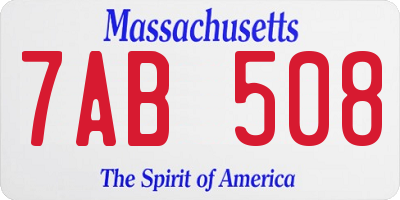 MA license plate 7AB508