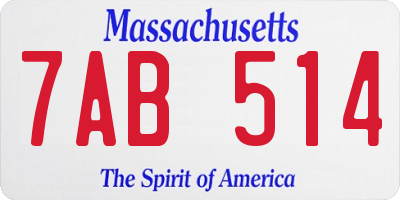 MA license plate 7AB514